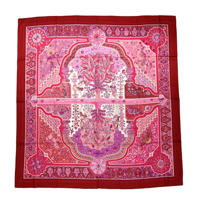 Hermes Cashmere Silk Aux Portes Du Palais Shawl 140 Framboise Rose Mauve 1 of 6