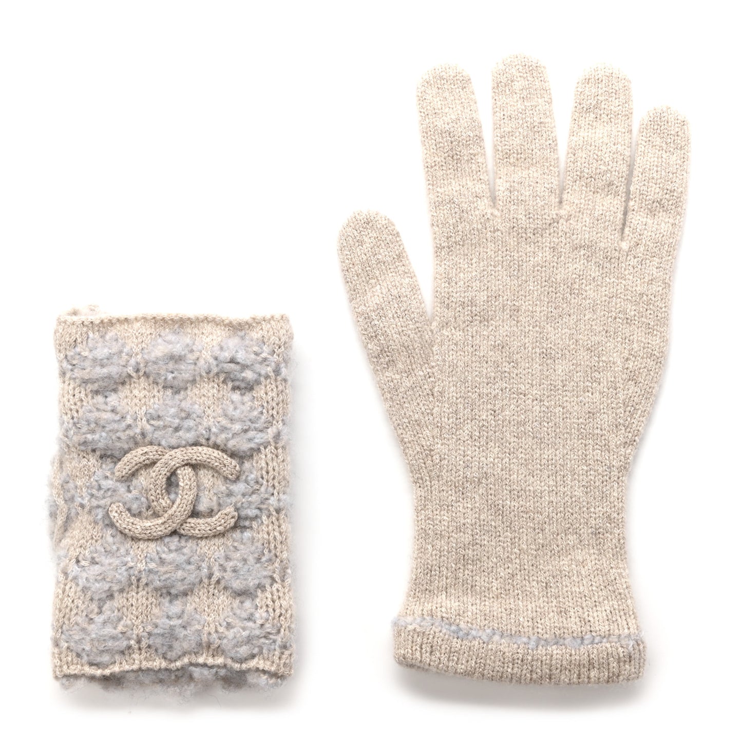 Cashmere Silk CC Gloves Beige Grey