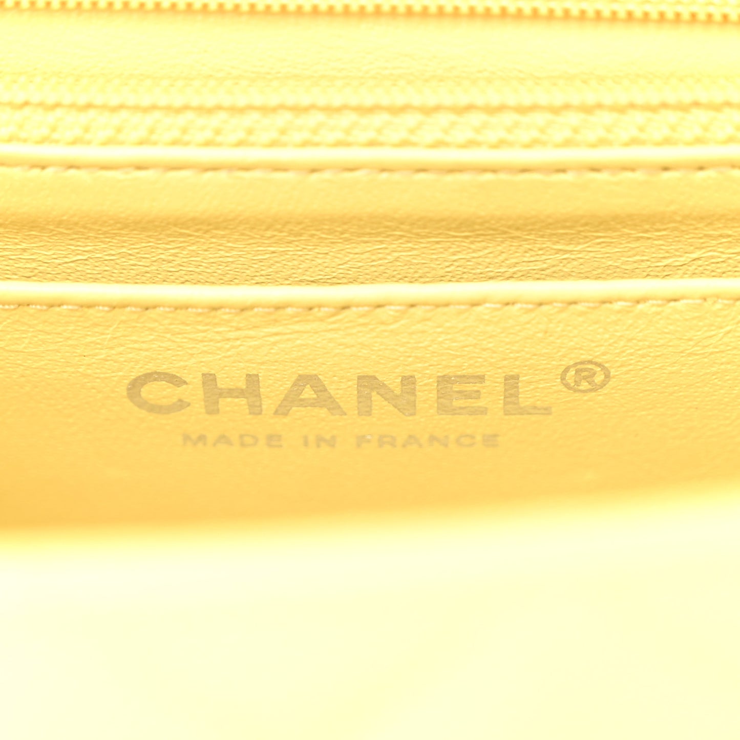 Caviar Quilted Mini Rectangular Flap Light Yellow
