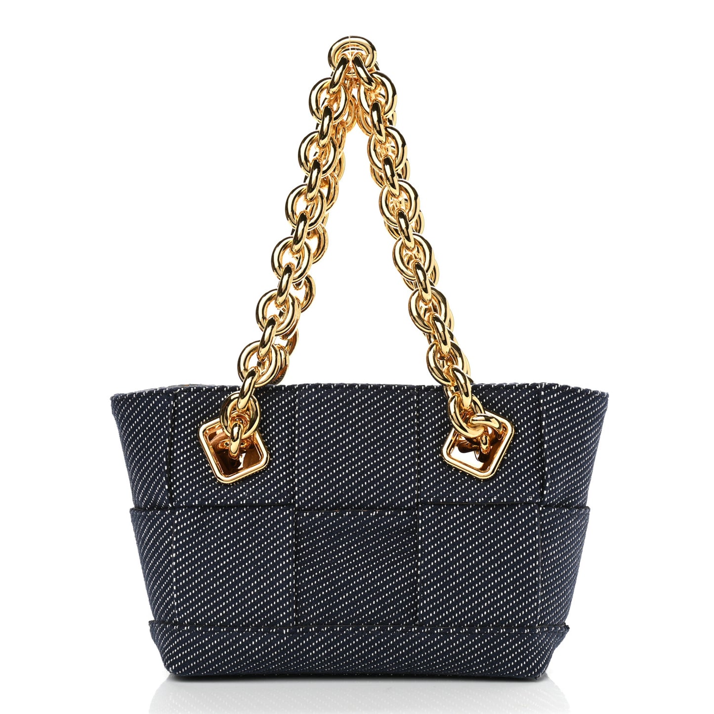 Denim Maxi Intrecciato High Frequency Chain Tote Indigo