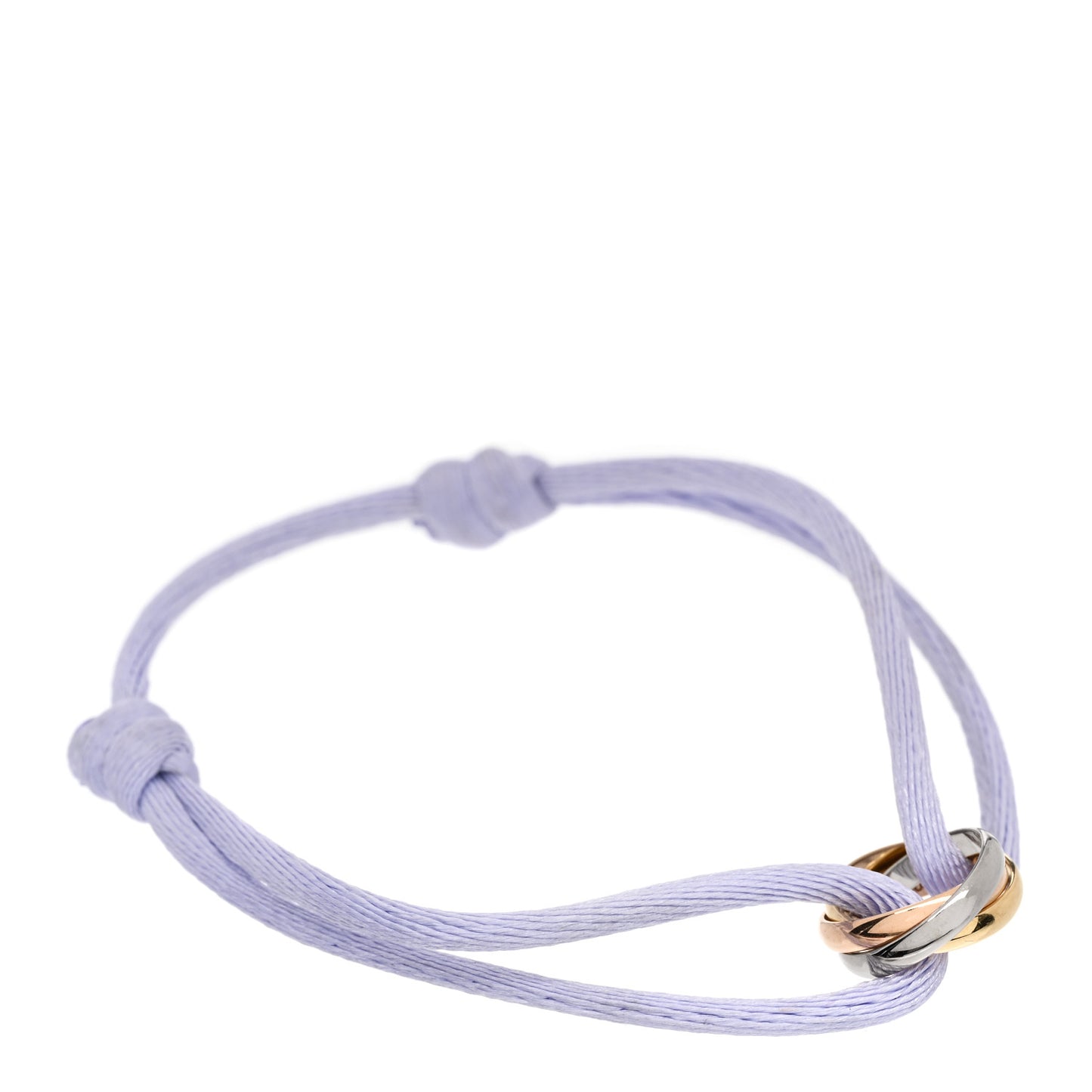 18K Pink Yellow White Gold Trinity Adjustable Cord Bracelet Lilac