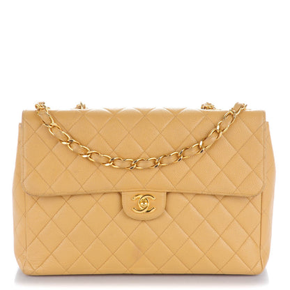 Chanel Caviar Quilted Jumbo Single Flap Beige 1 of 11