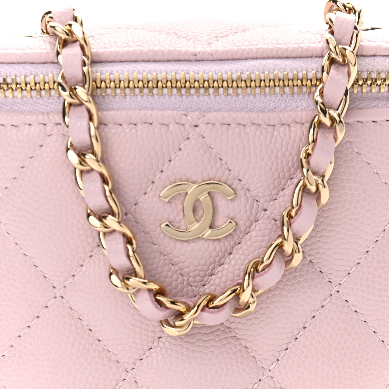 Chanel Caviar Quilted Small Vertical Coco Beauty Vanity Case With Chain Light Pink 8 of 11