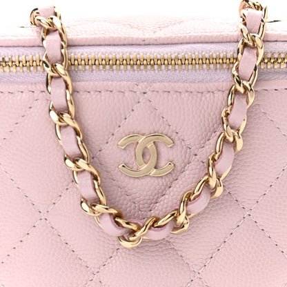 Chanel Caviar Quilted Small Vertical Coco Beauty Vanity Case With Chain Light Pink 8 of 11