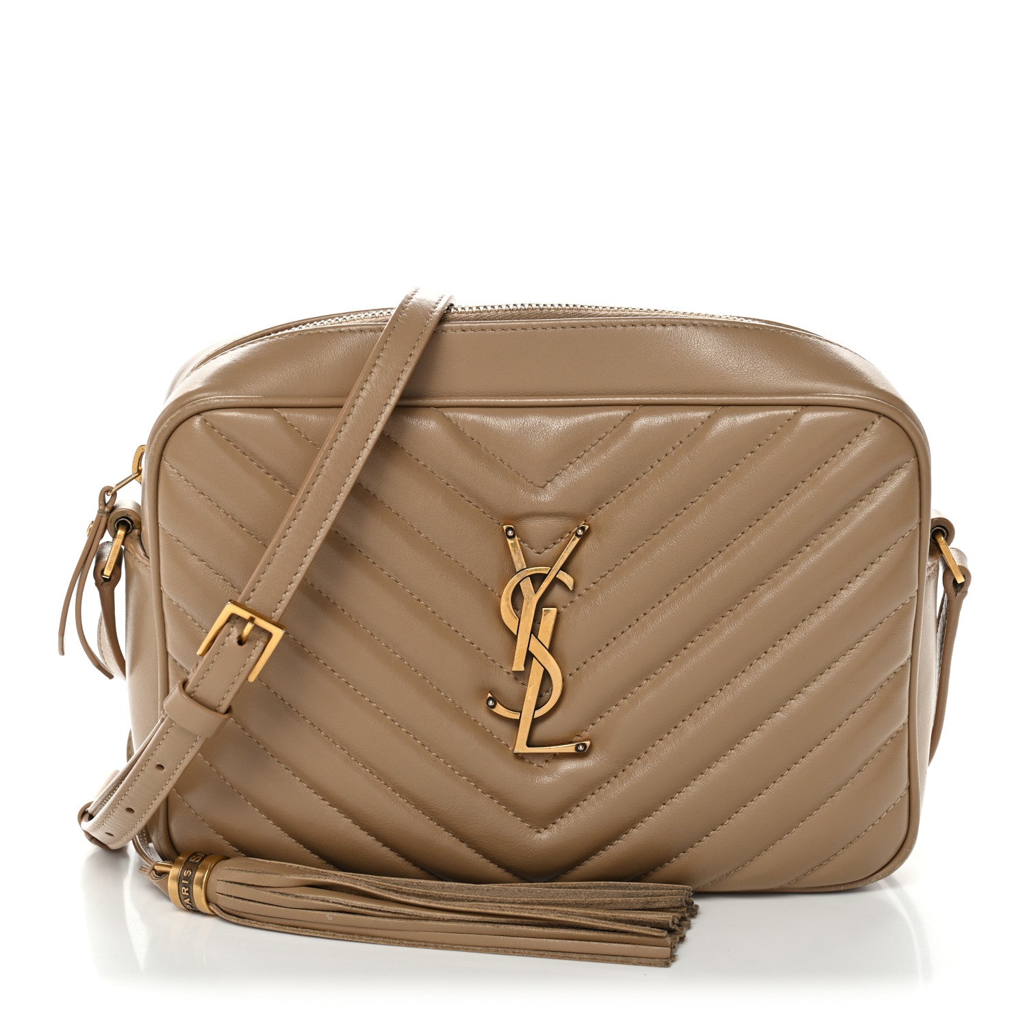 Saint Laurent Calfskin Matelasse Monogram Lou Camera Bag Dark Beige 1 of 16