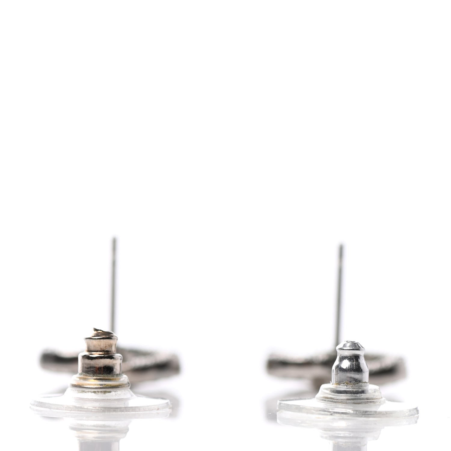 Chanel Crystal CC Earrings Silver 3 of 4