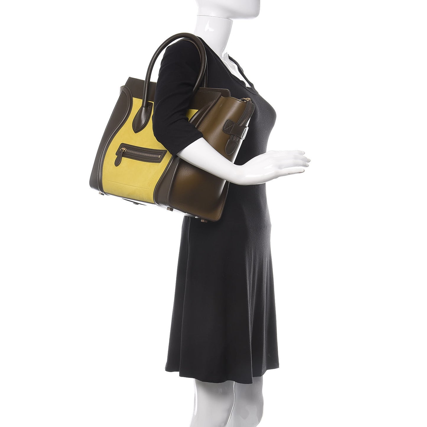 Nubuck Smooth Calfskin Mini Tri-Color Luggage Chartreuse