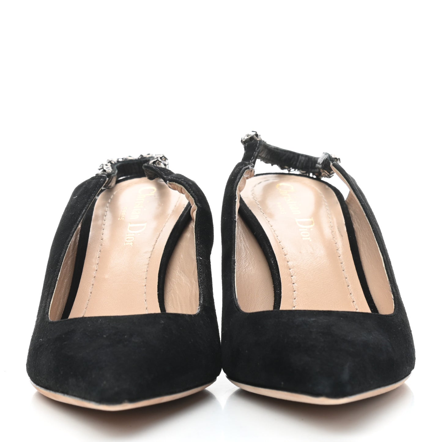 Suede Crystal Diorich Slingback Pumps 39 Black