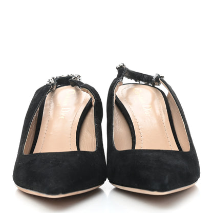 Christian Dior Suede Crystal Diorich Slingback Pumps 39 Black 2 of 11