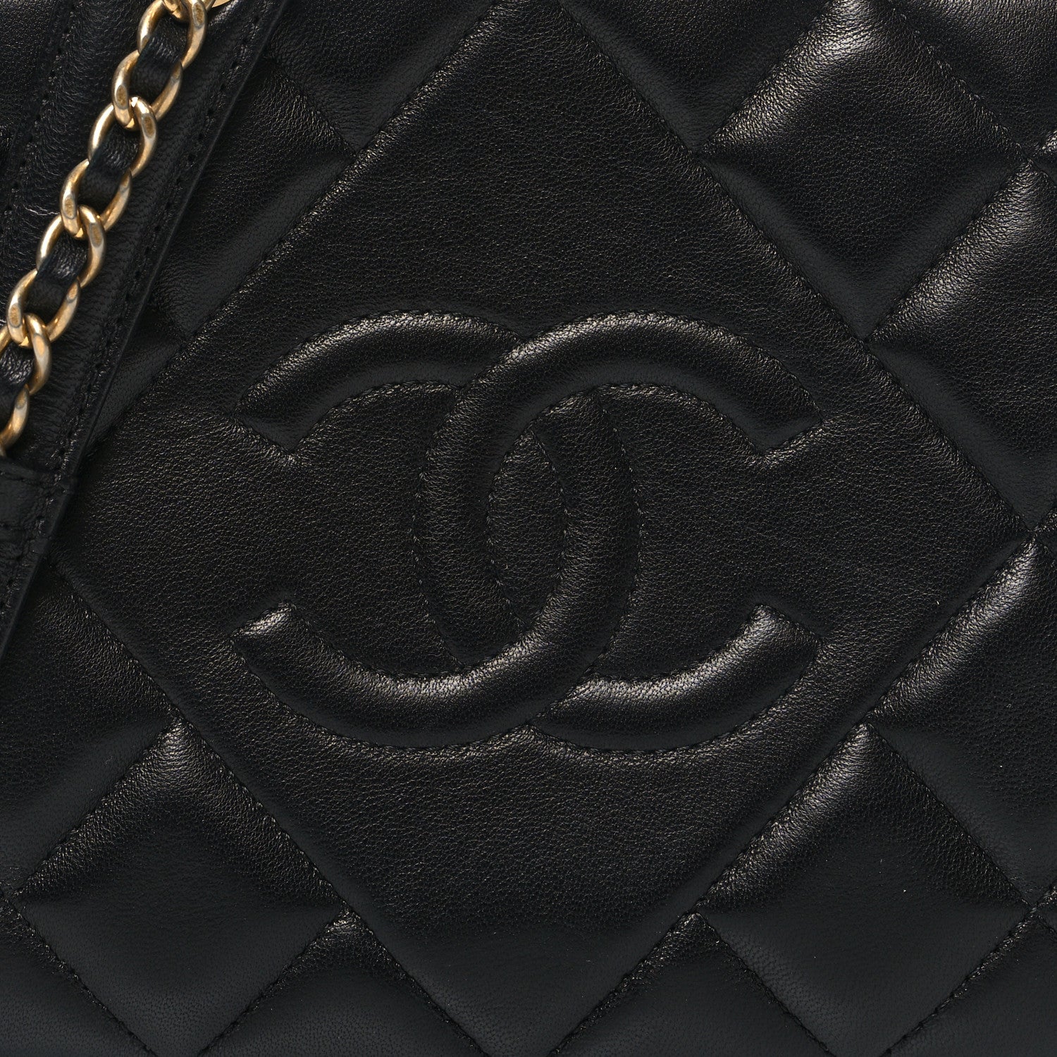 Chanel Lambskin Quilted Small Diamond CC Camera Case Black 8 of 11