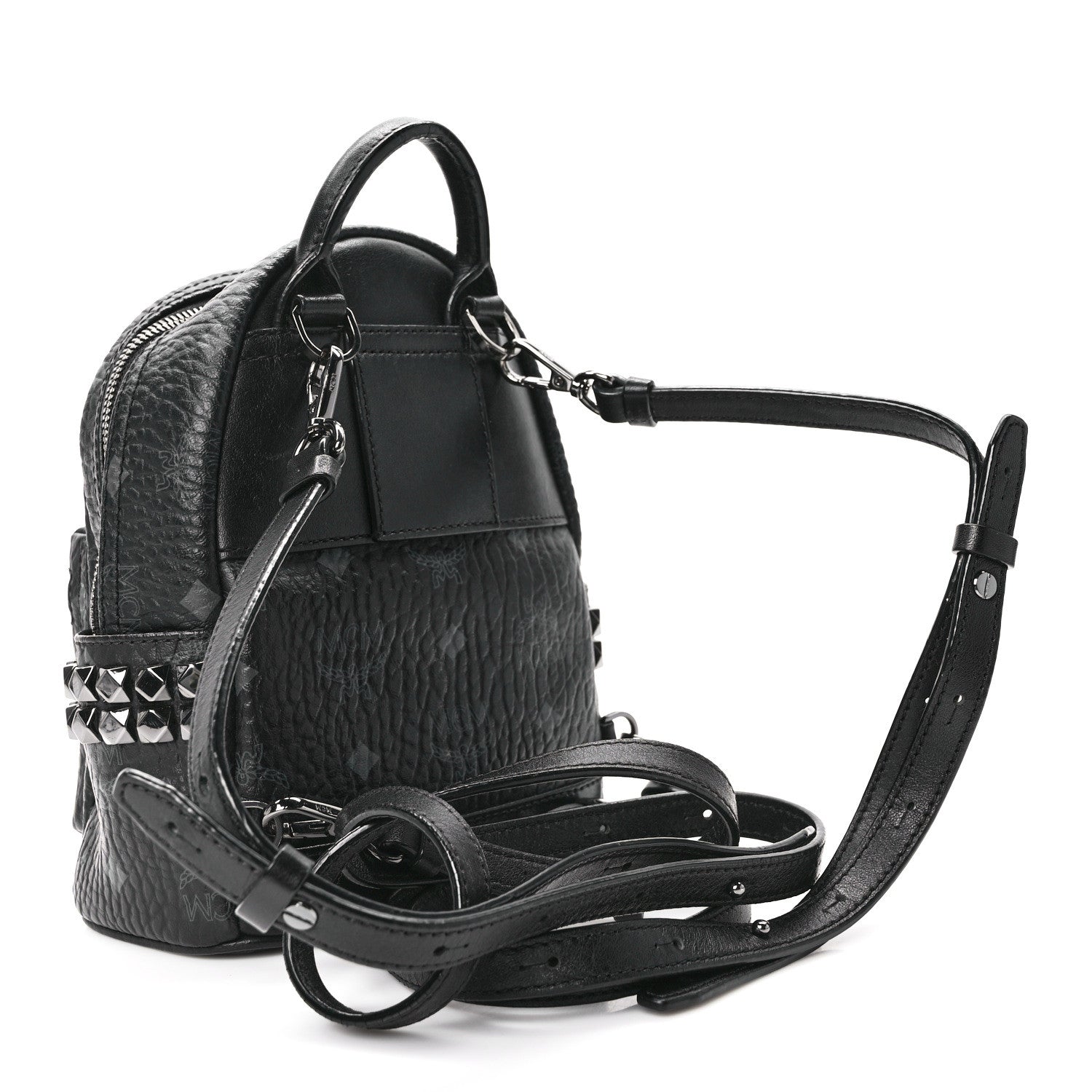 MCM Visetos Side Stud X-Mini Stark Bebe Boo Backpack Black 3 of 13
