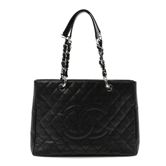 Caviar Quilted Grand Shopping Tote GST Black