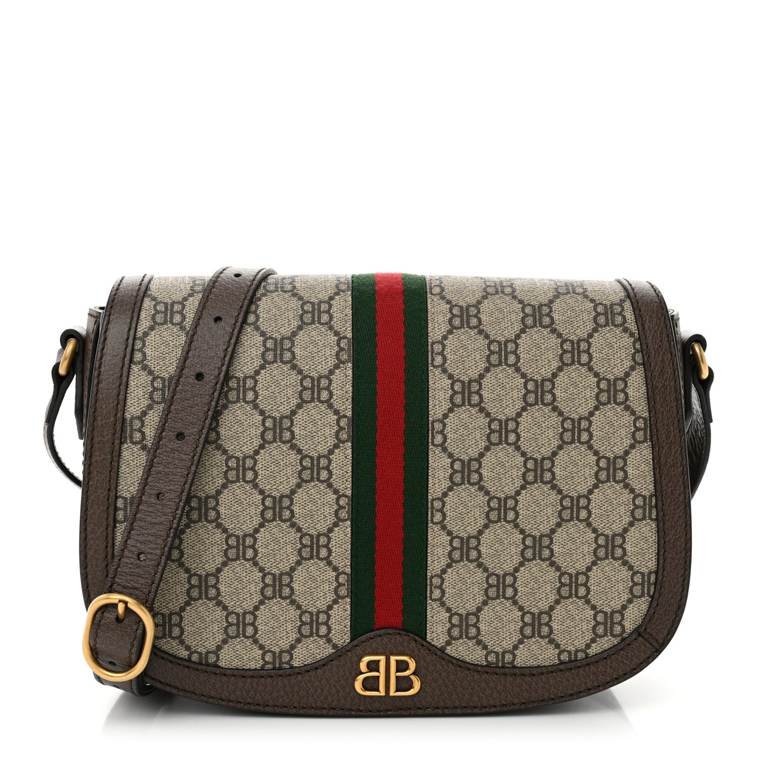 Gucci X BALENCIAGA BB Supreme Monogram Web Small Ophidia Shoulder Bag Beige New Acero 1 of 10