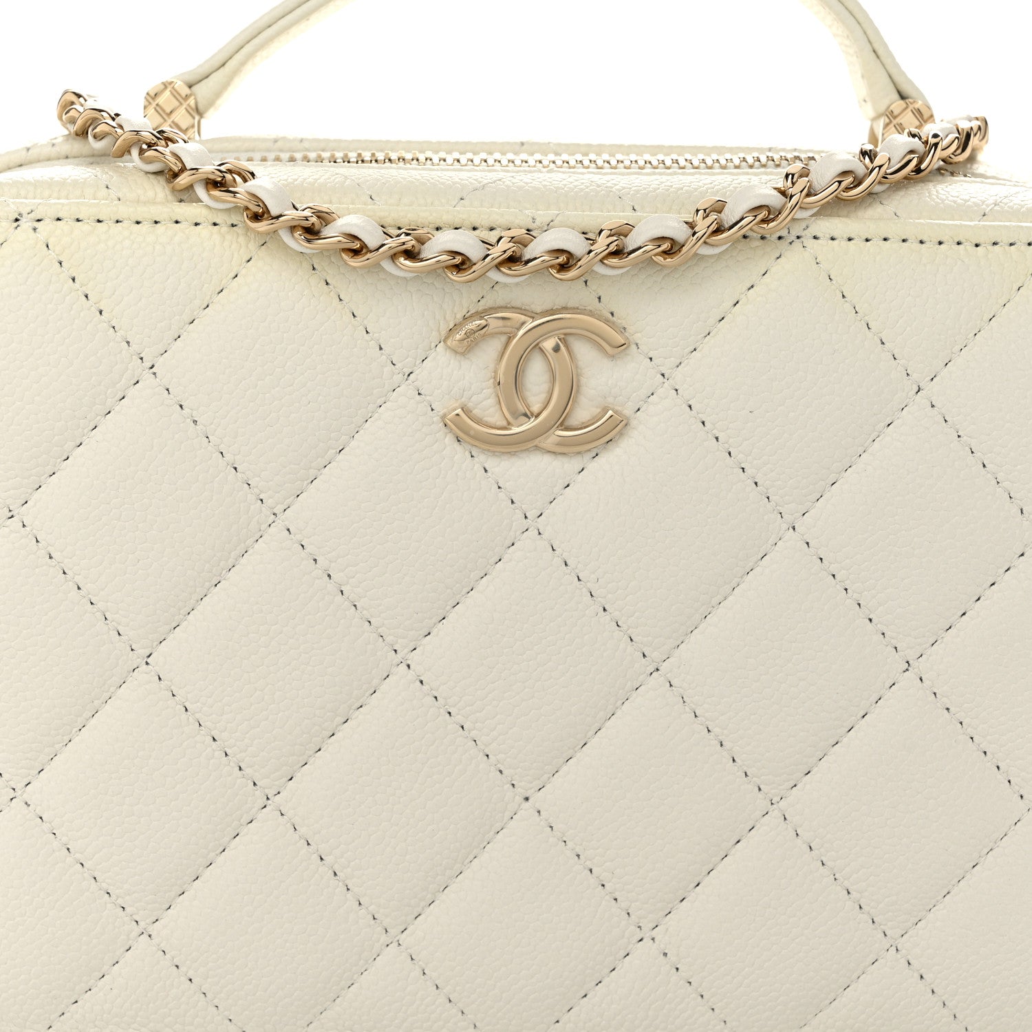 Chanel Caviar Quilted Top Handle Vanity Case White 9 of 12