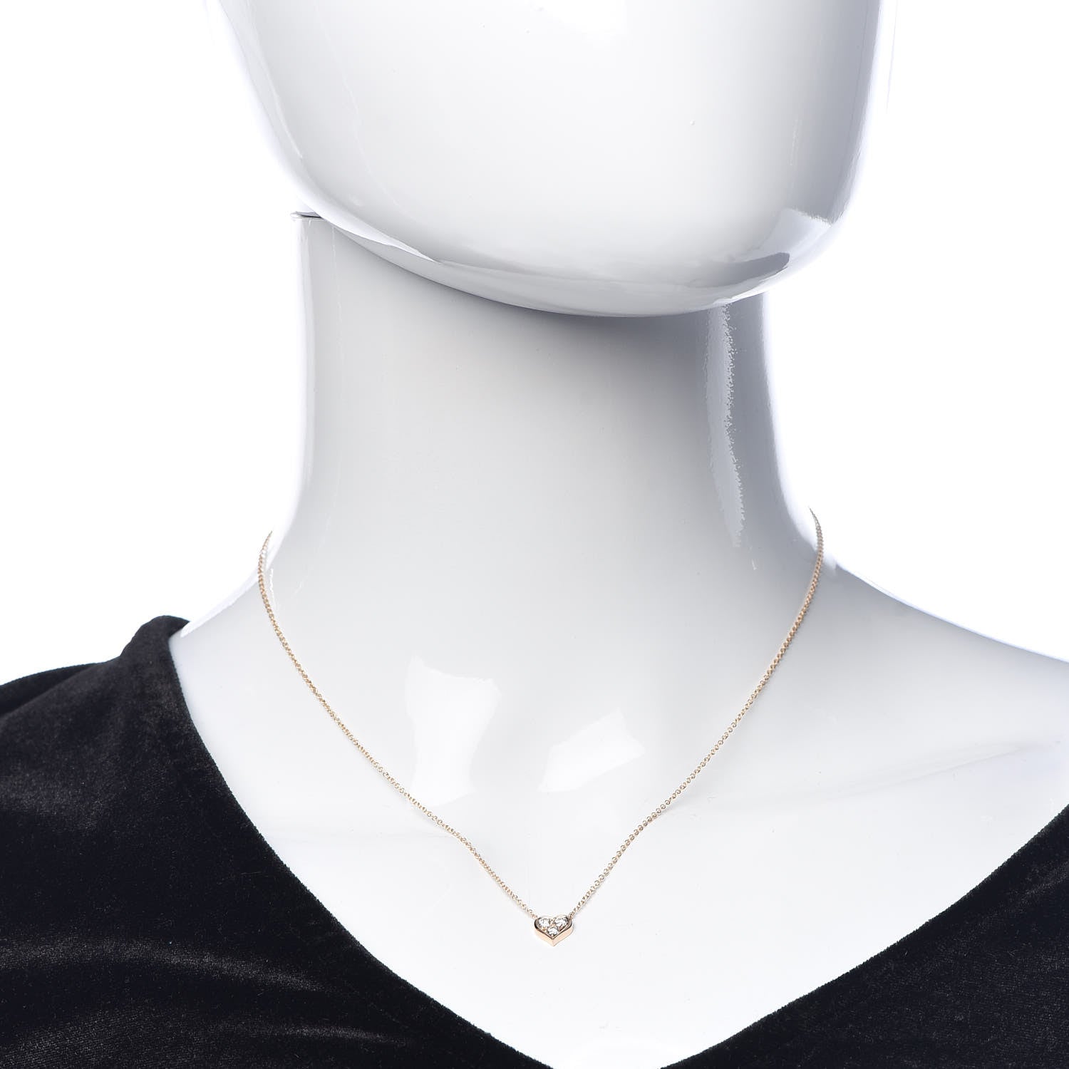 Tiffany 18K Rose Gold Diamond Heart Pendant Necklace 2 of 8