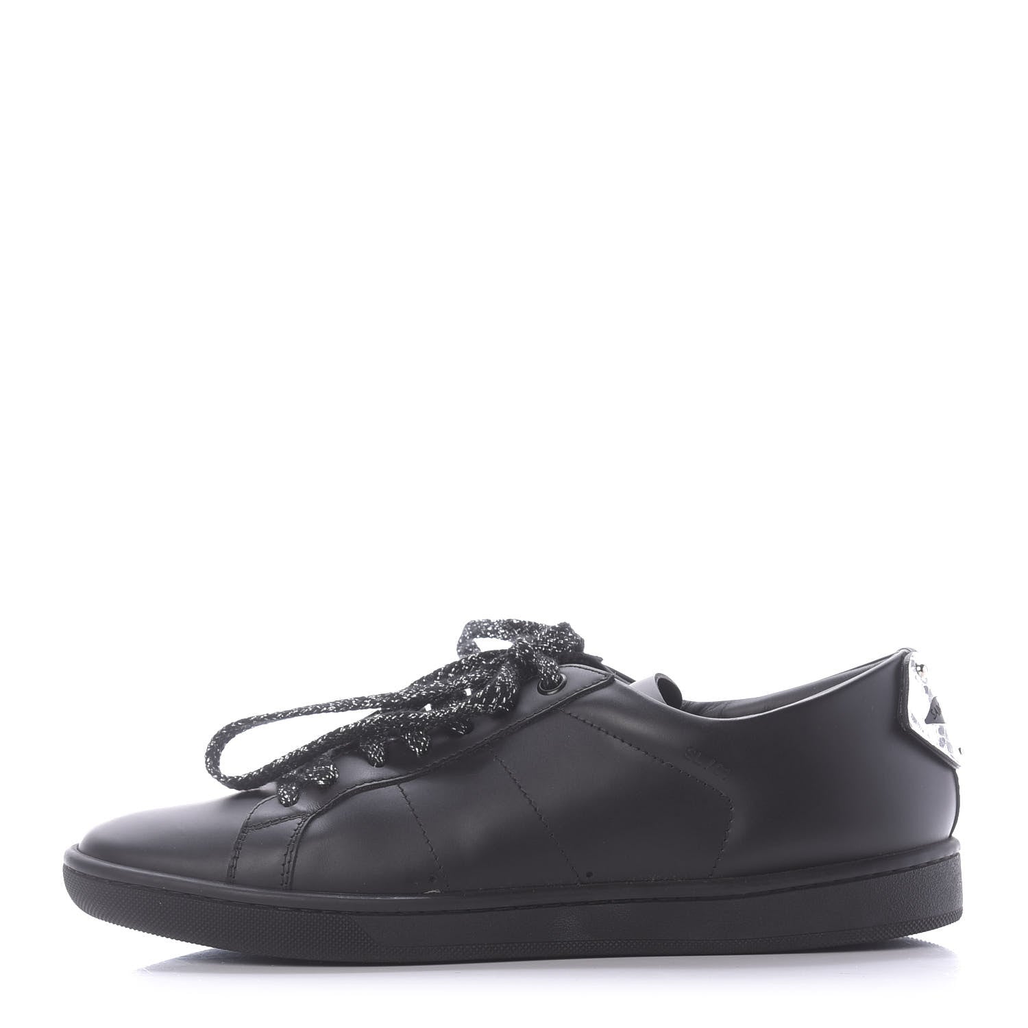 Saint Laurent Calfskin Metallic Ayers Signature Court Lips Sneakers 38 Oro Moon Black 1 of 10