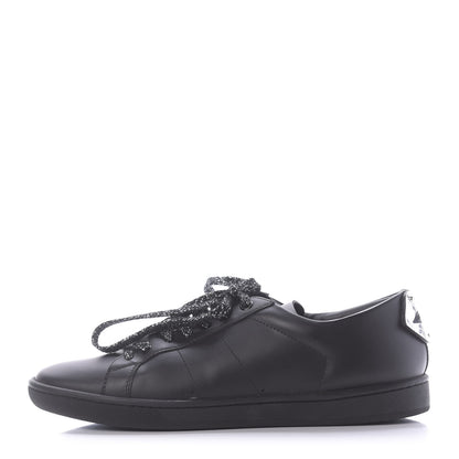 Saint Laurent Calfskin Metallic Ayers Signature Court Lips Sneakers 38 Oro Moon Black 1 of 10