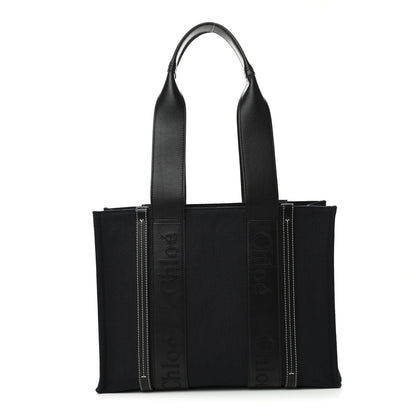 Chloe Calfskin Linen Medium Woody Tote Deep Denim 1 of 10