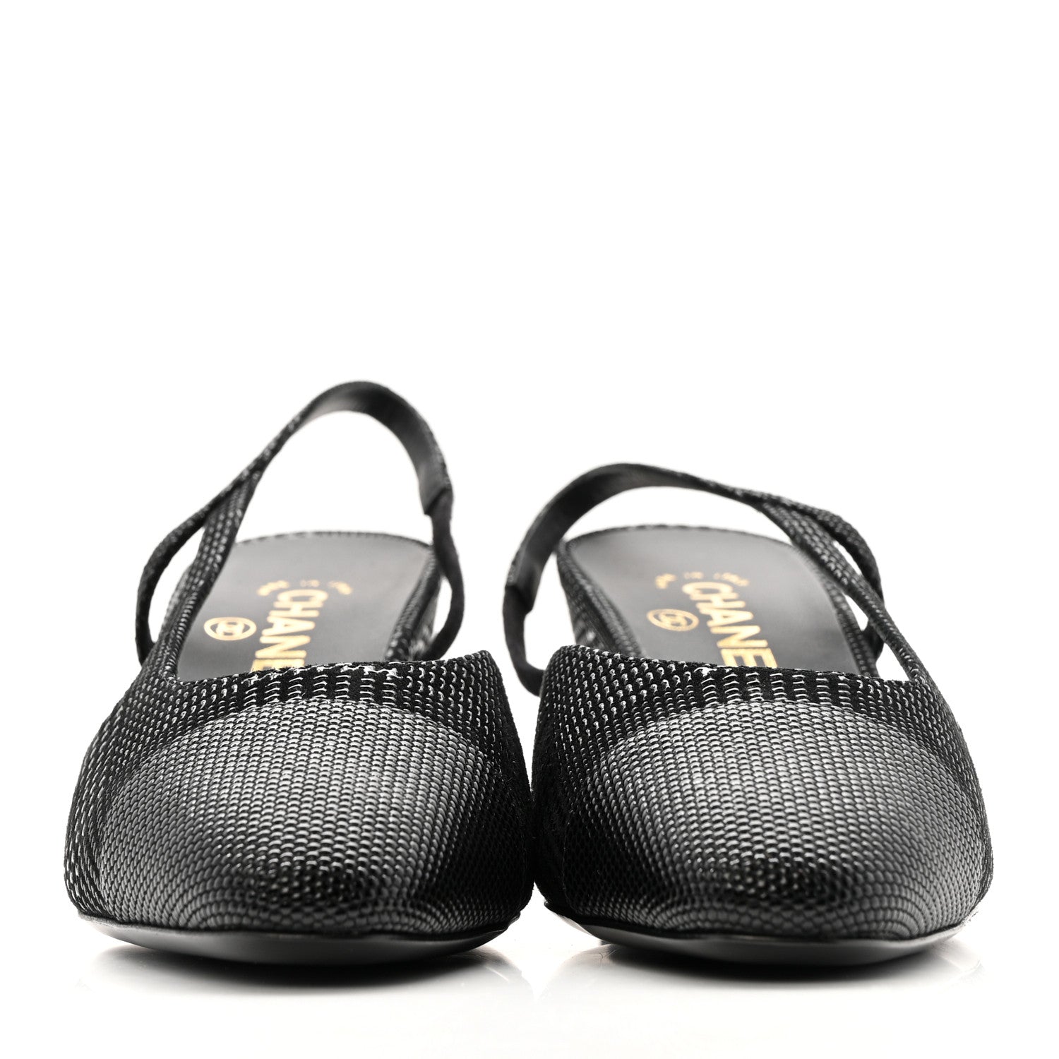 Chanel Suede Kidskin Cap Toe CC Slingback Pumps 39 Black 3 of 10