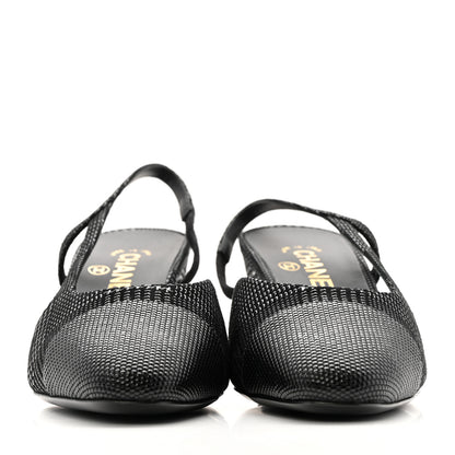 Chanel Suede Kidskin Cap Toe CC Slingback Pumps 39 Black 3 of 10