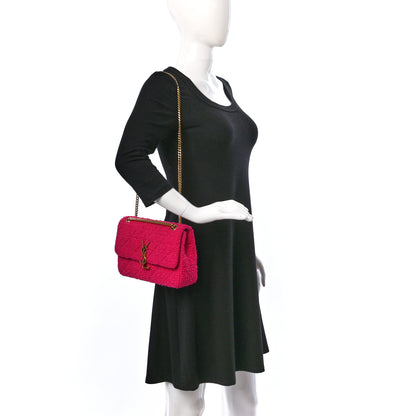 Saint Laurent Boucle Tweed Patchwork Monogram Medium Jamie Baguette Magenta 2 of 8