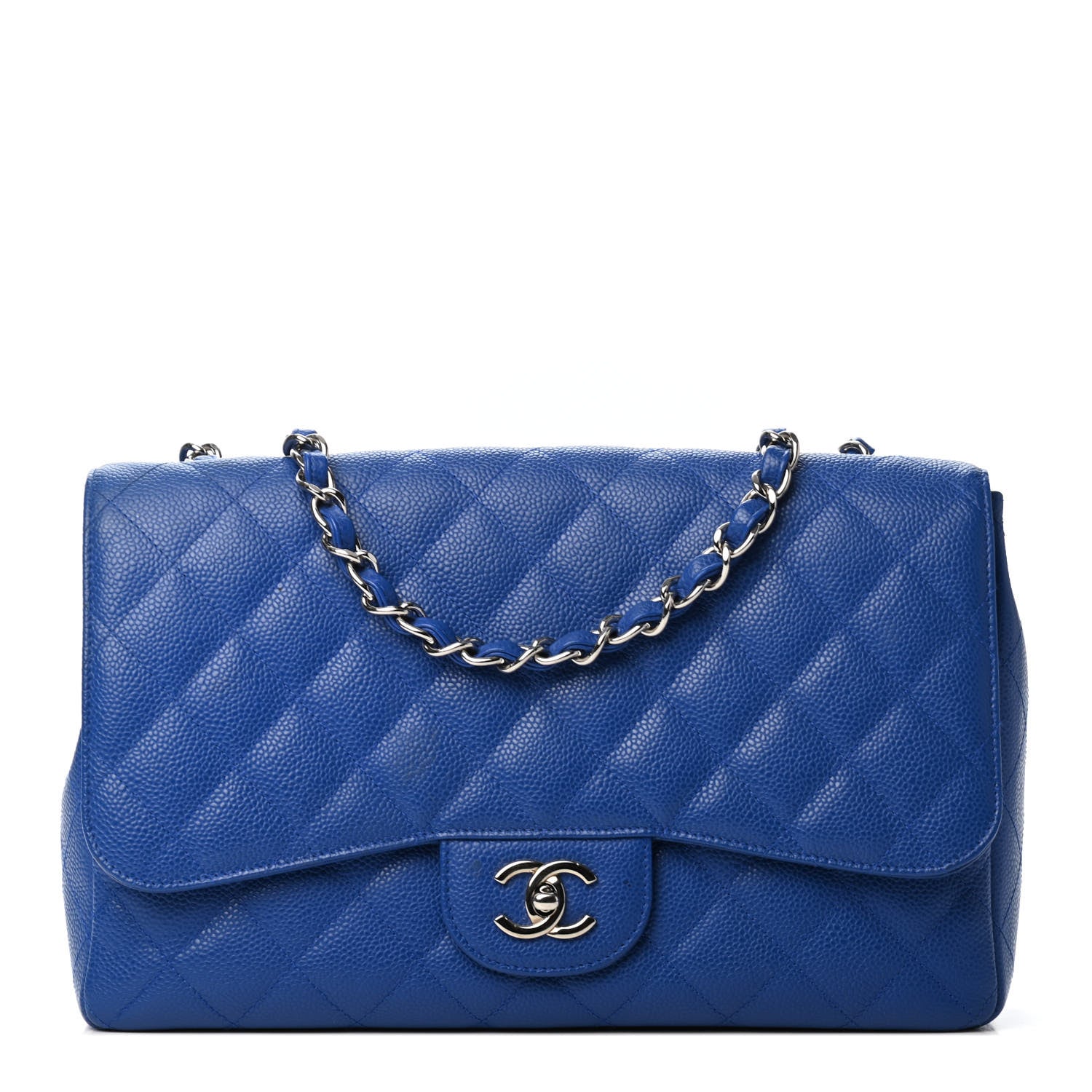 Chanel Caviar Quilted Jumbo Single Flap Blue 1 of 11