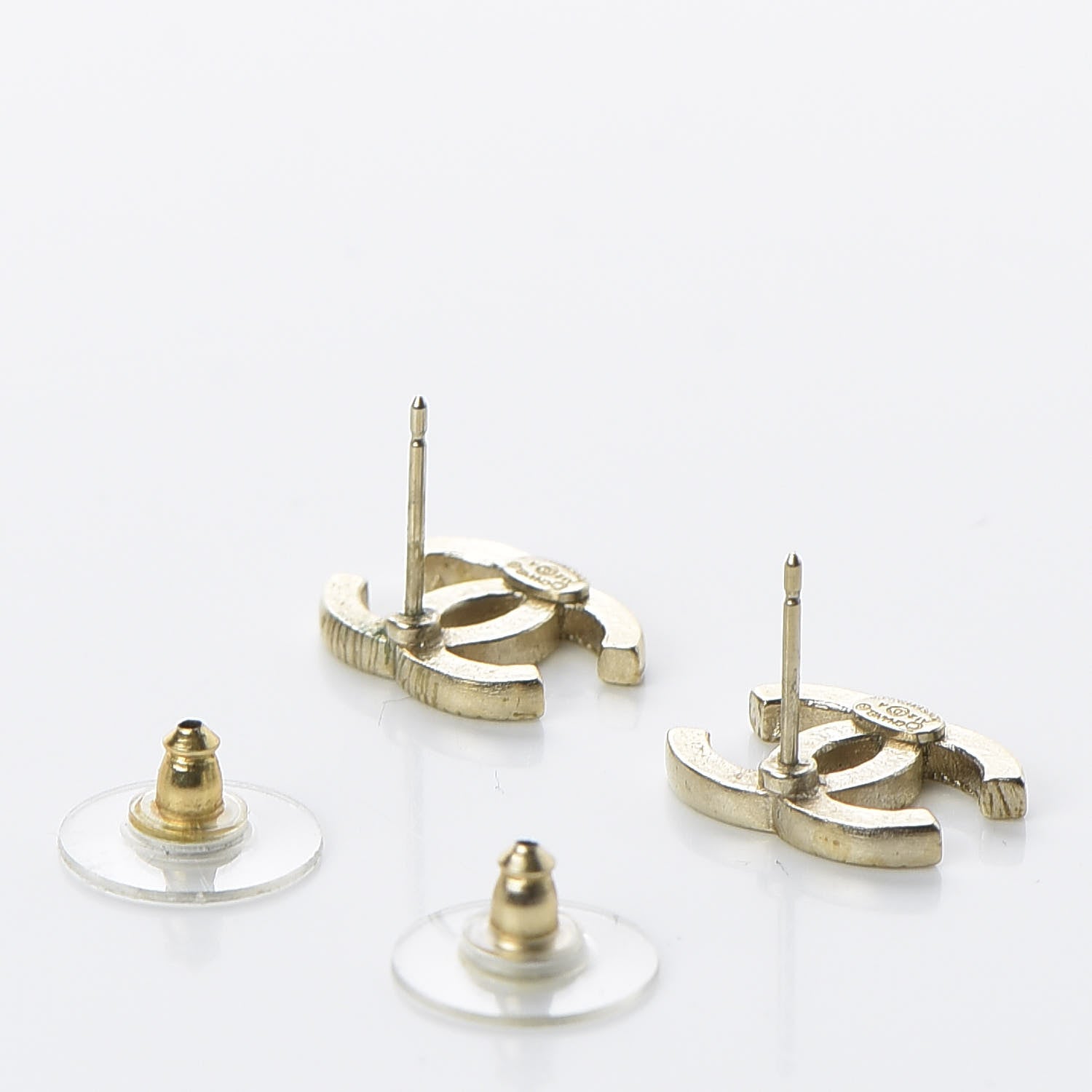 Chanel Crystal CC Earrings Light Gold 3 of 5