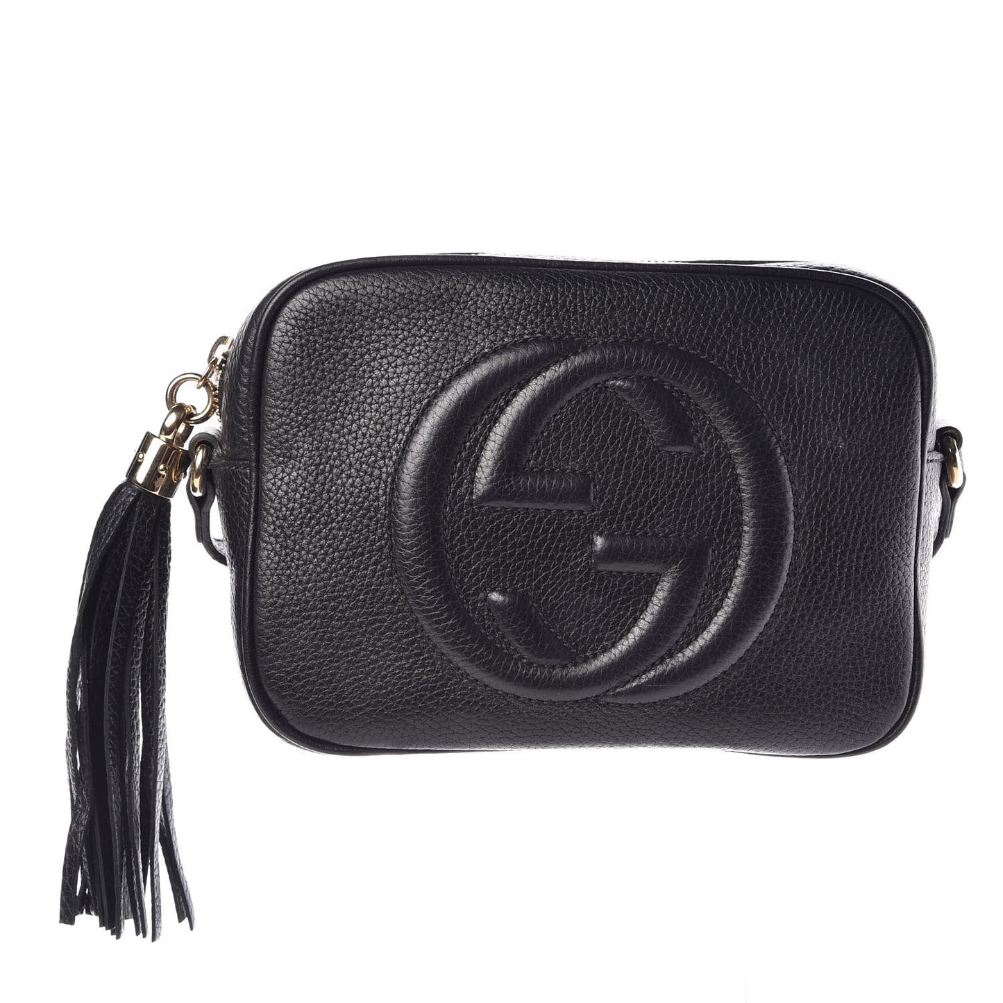 Pebbled Calfskin Small Soho Disco Bag Black