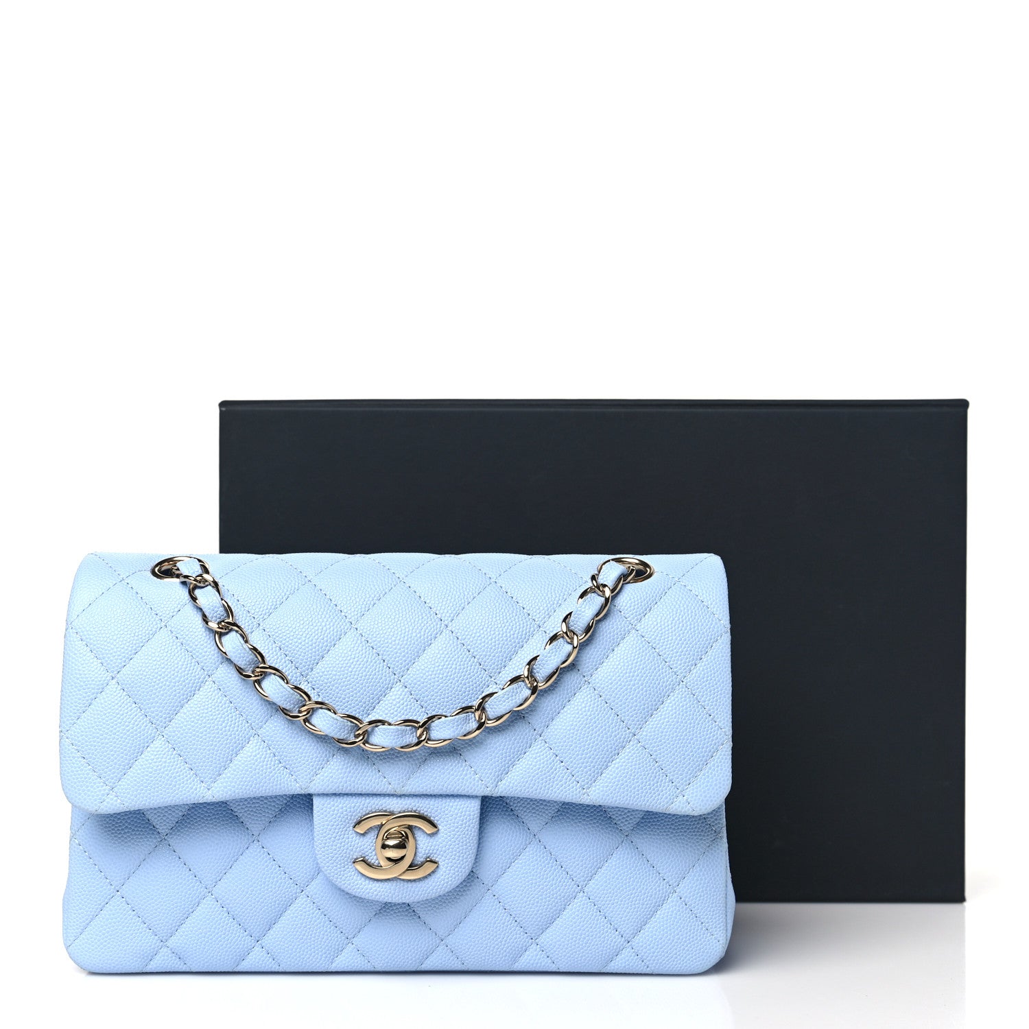 Chanel Caviar Quilted Small Double Flap Light Blue 11 of 11