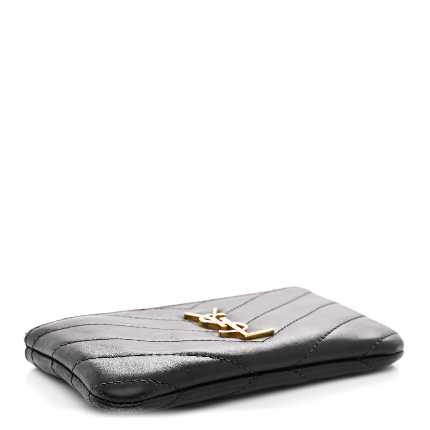 Calfskin Matelasse Monogram Key Pouch Black