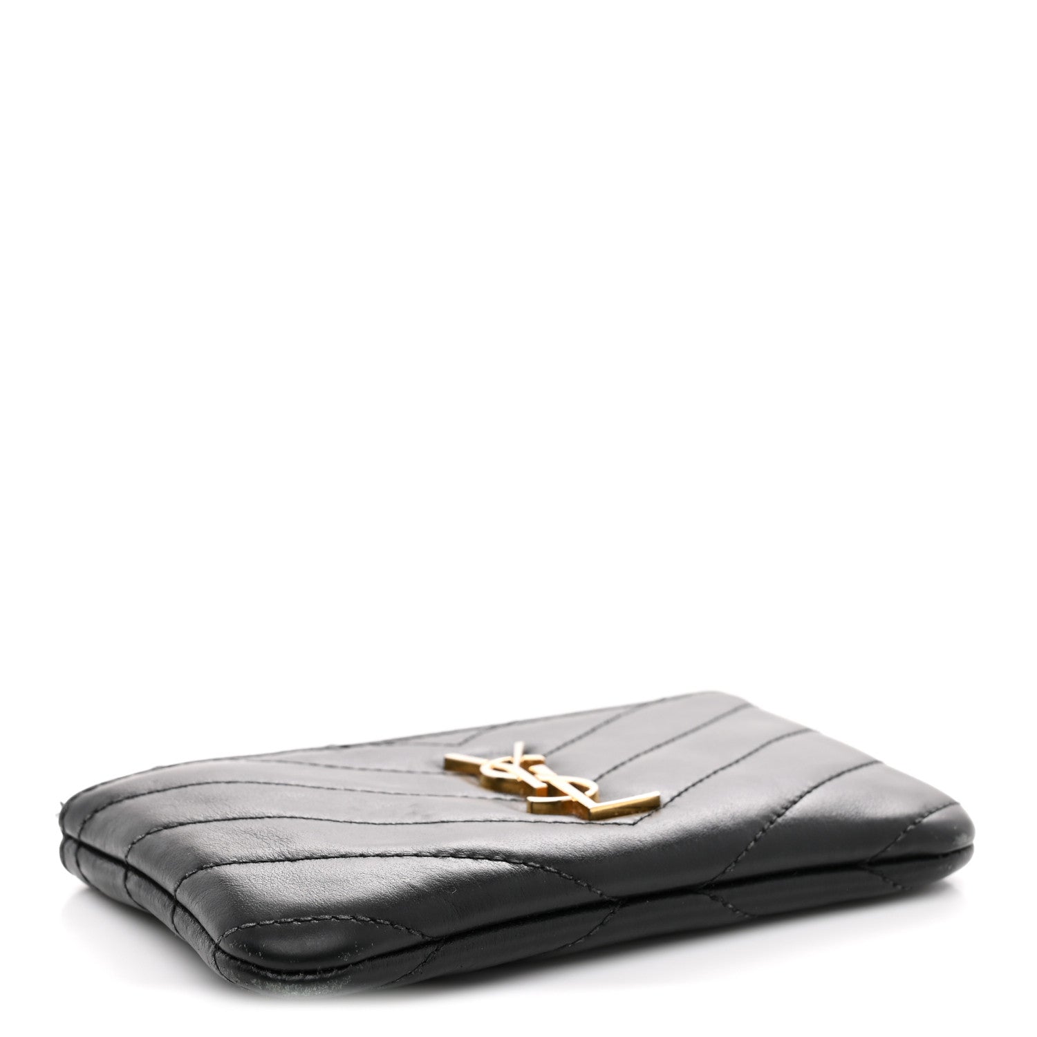 Saint Laurent Calfskin Matelasse Monogram Key Pouch Black 4 of 8