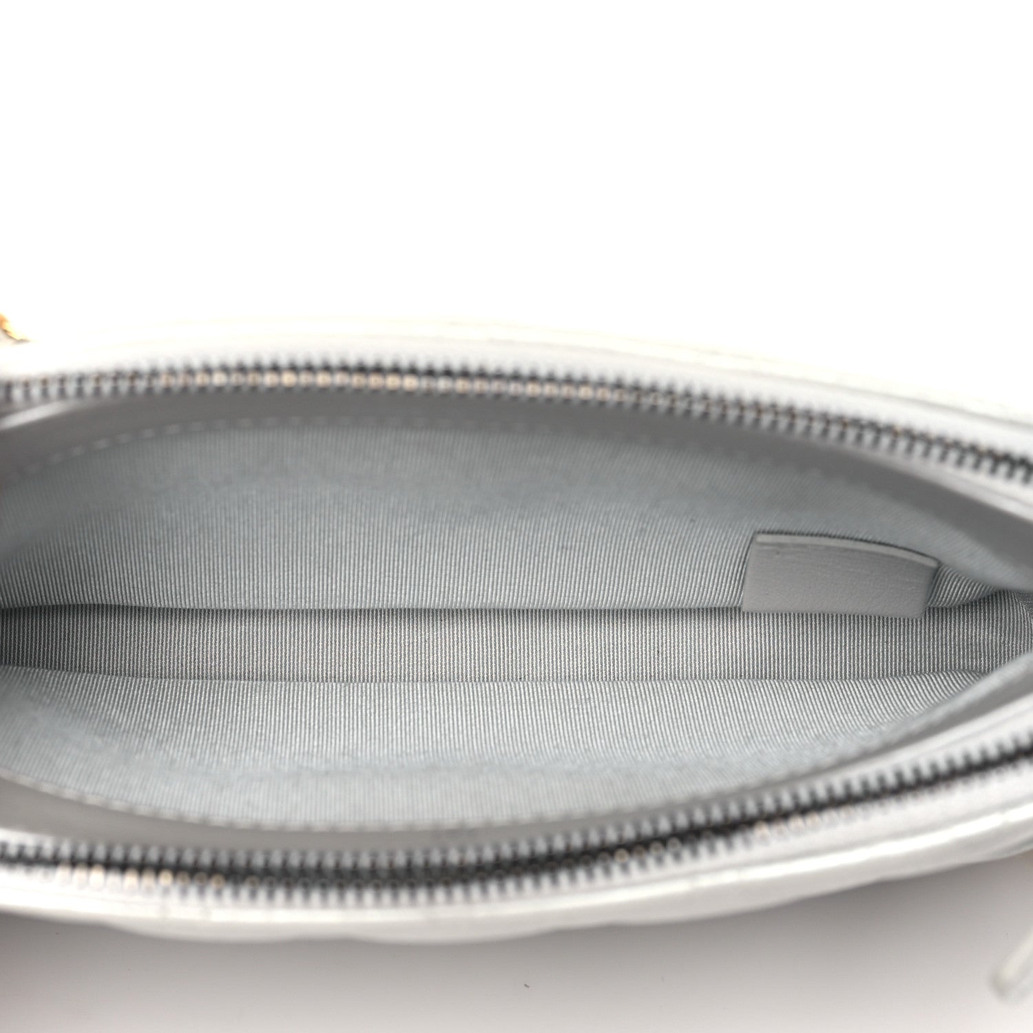Chanel Metallic Lambskin Calfskin Quilted Small Gabrielle Clutch With Chain Silver 5 of 12