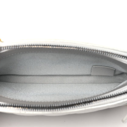 Chanel Metallic Lambskin Calfskin Quilted Small Gabrielle Clutch With Chain Silver 5 of 12