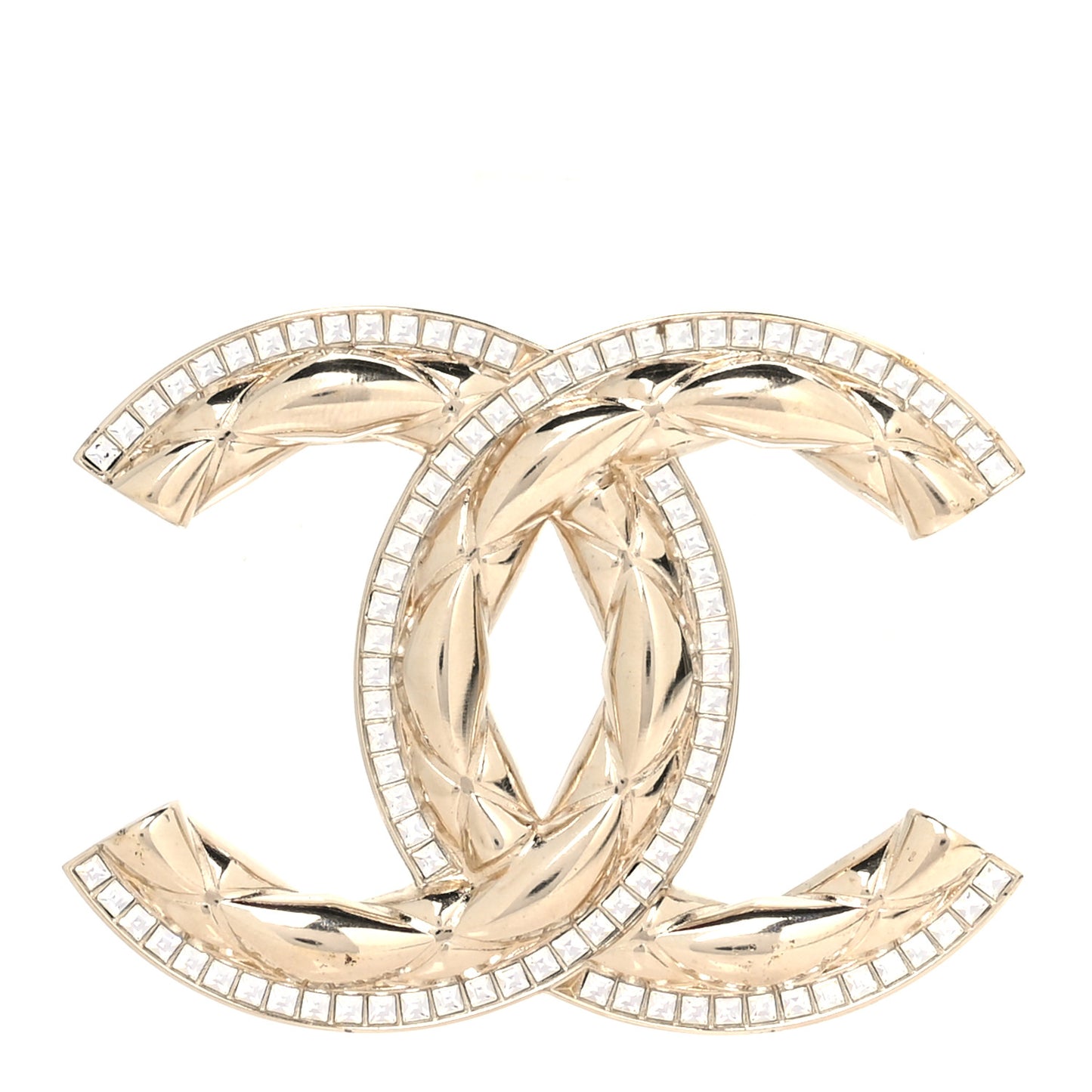 Baguette Crystal Quilted Vintage Allure CC Brooch Gold