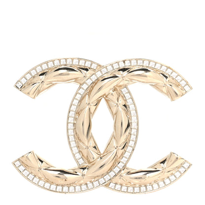 Chanel Baguette Crystal Quilted Vintage Allure CC Brooch Gold 1 of 4