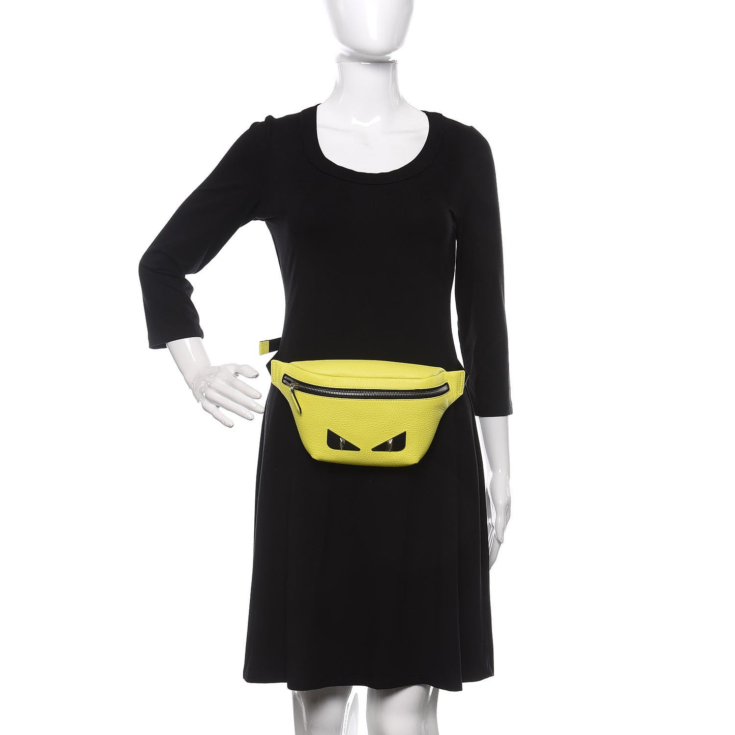 Cuoio Romano Fluo Metal Bug Eyes Kids Belt Bag Giallo Fluo Black