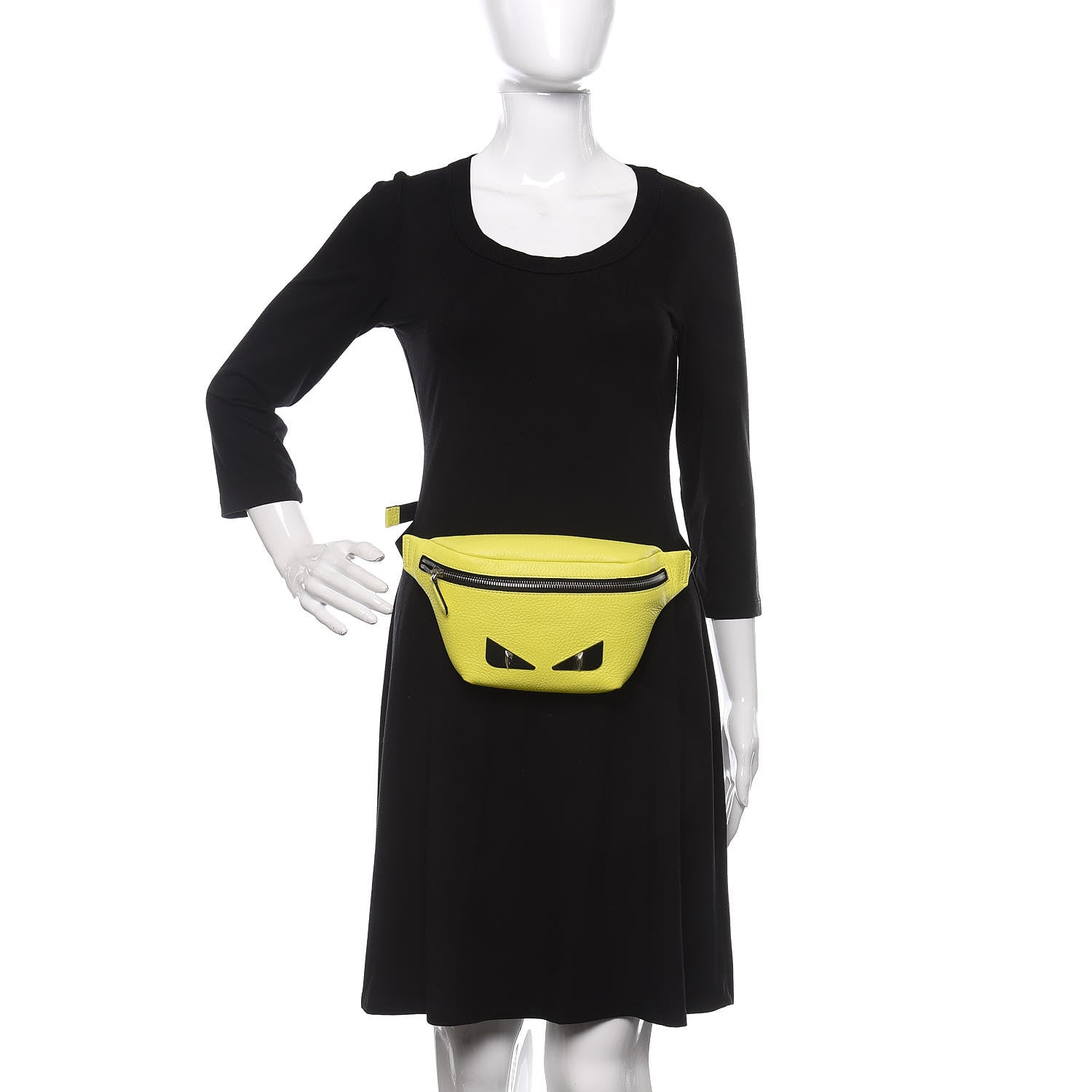 Fendi Cuoio Romano Fluo Metal Bug Eyes Kids Belt Bag Giallo Fluo Black 2 of 10