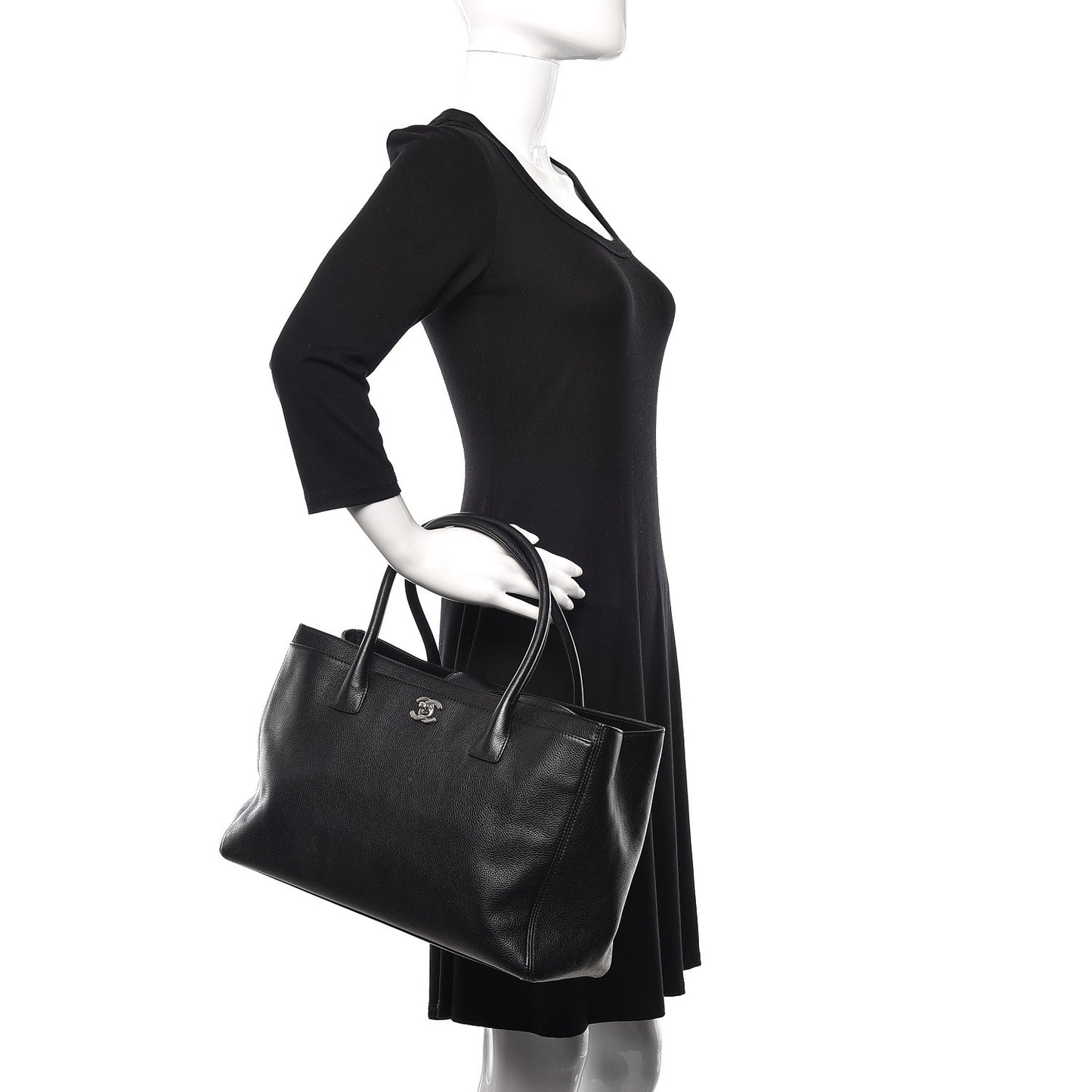 Calfskin Cerf Shopper Tote Black