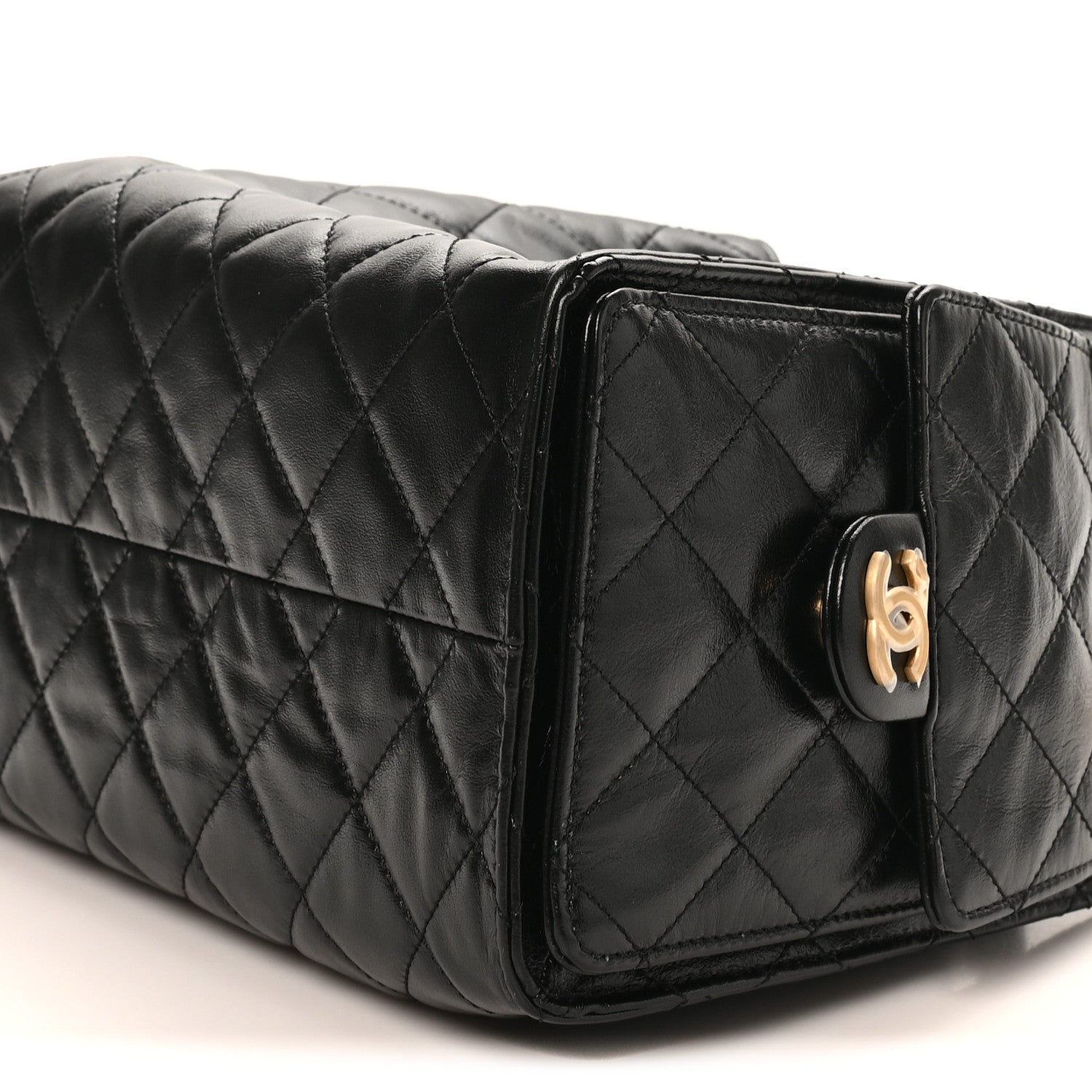 Chanel Shiny Crumpled Calfskin Quilted Small Chanel 25 Handbag Black 10 of 11