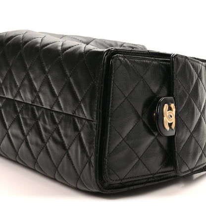 Chanel Shiny Crumpled Calfskin Quilted Small Chanel 25 Handbag Black 10 of 11