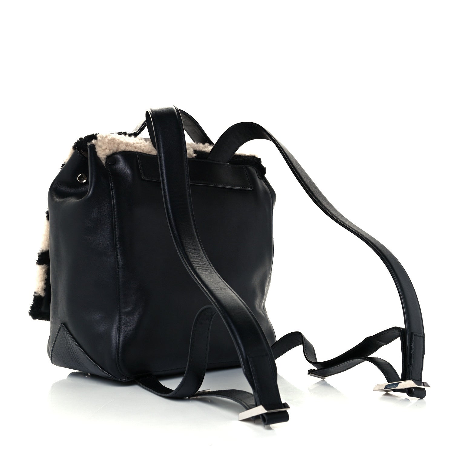 Proenza Schouler Calfskin Shearling Small Blurred Stripe PS Backpack Black Nude 2 of 9