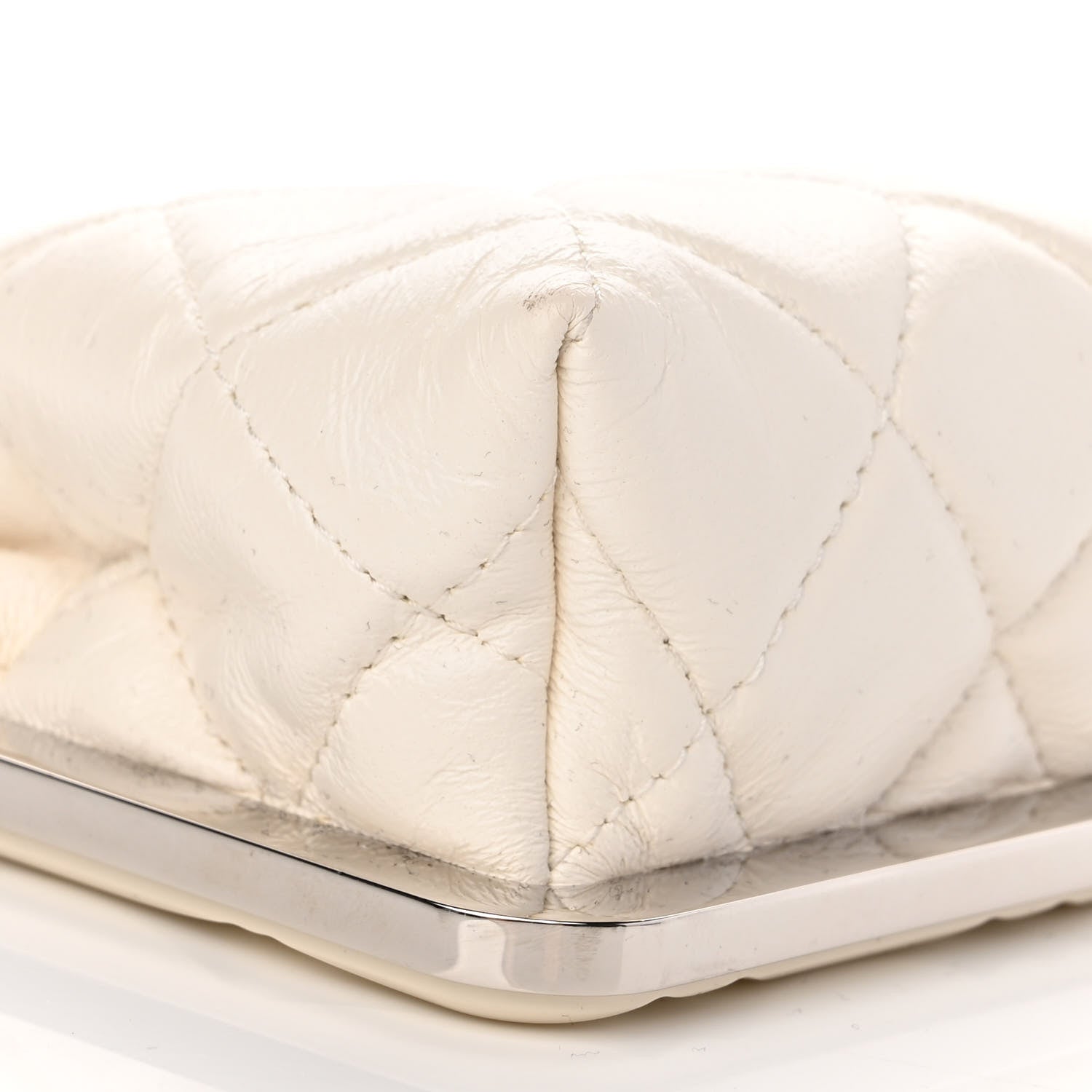 Chanel Lambskin Quilted CC Evening Clutch With Chain White 9 of 10