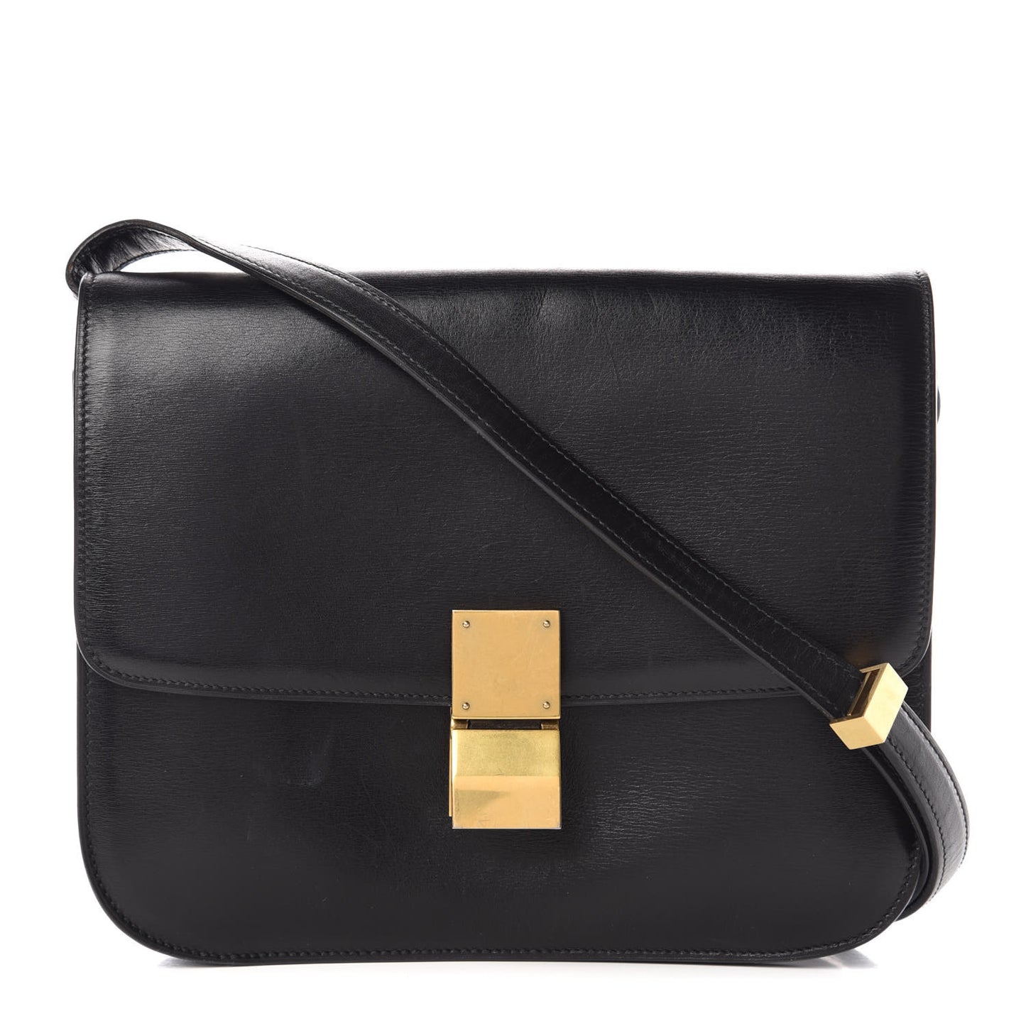 Box Calfskin Medium Classic Box Flap Bag Black