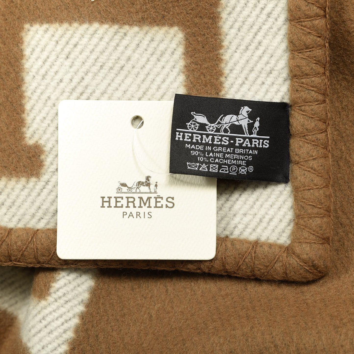 Wool Cashmere Avalon Blanket Ecru Camel