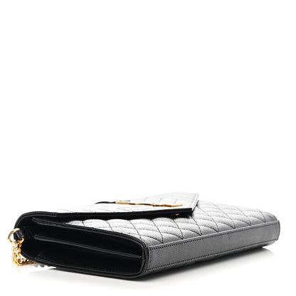 Saint Laurent Grain De Poudre Mixed Matelasse Triquilt Monogram Chain Wallet Black 4 of 11