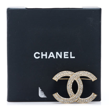 Chanel Crystal CC Brooch Light Gold 5 of 5