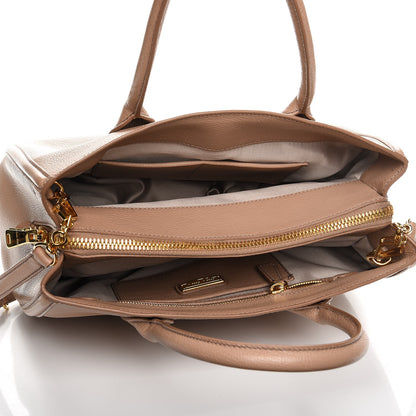 Miu Miu Goatskin Madras Top Handle Tote Cammeo 6 of 14