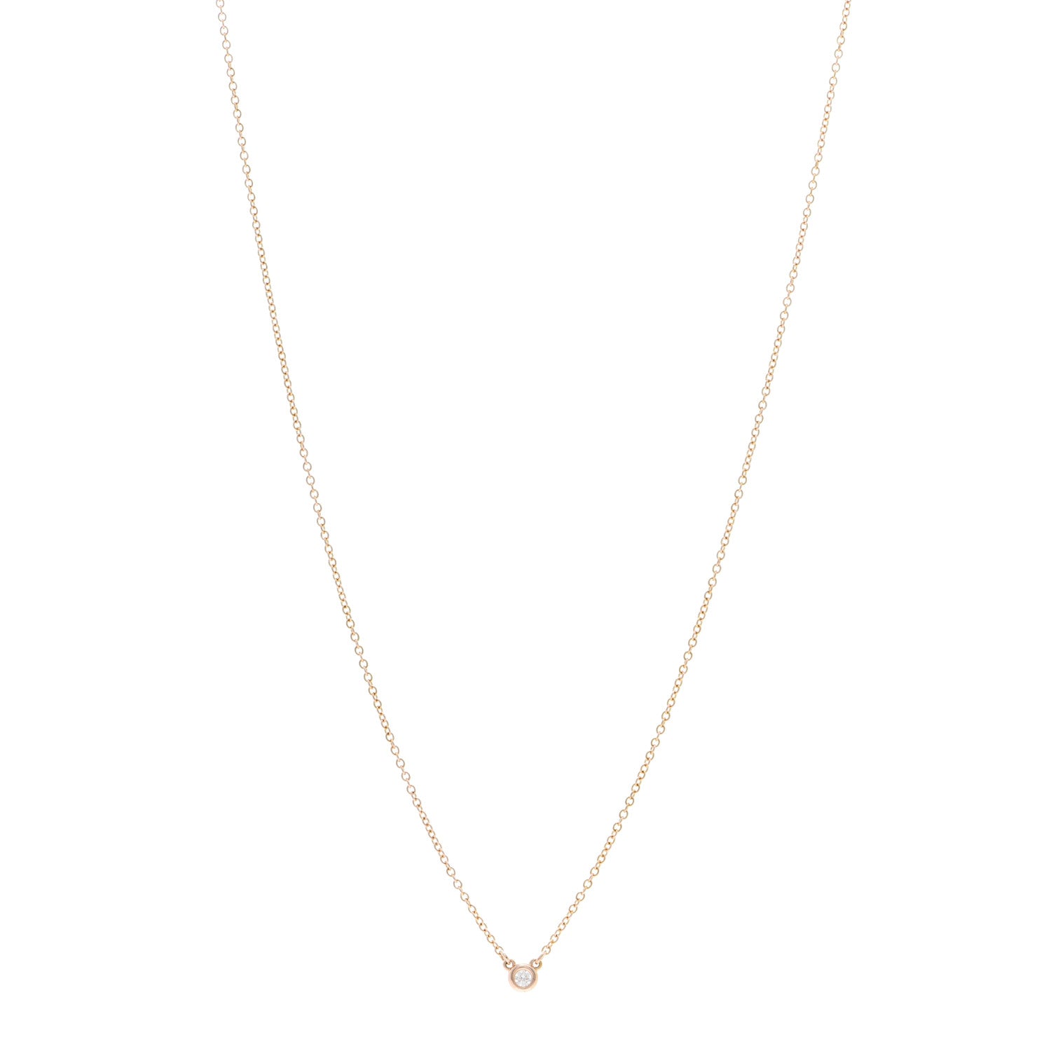 Tiffany 18K Rose Gold Diamond .03ct Elsa Peretti Diamonds by the Yard Pendant Necklace 1 of 4