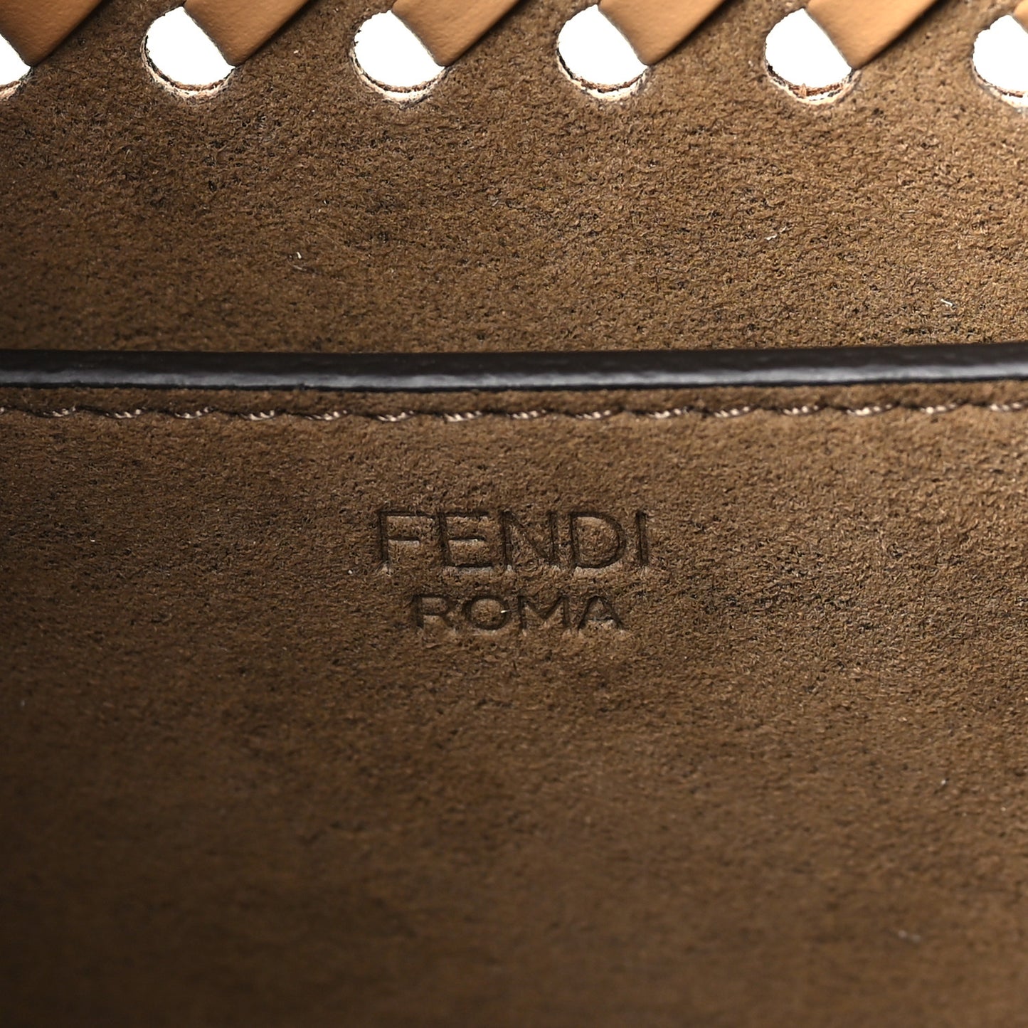 Vitello King Ceylon Plexiglass Woven Logo Debossed Small Fendi Sunshine Shopper Tote Miele Scuro