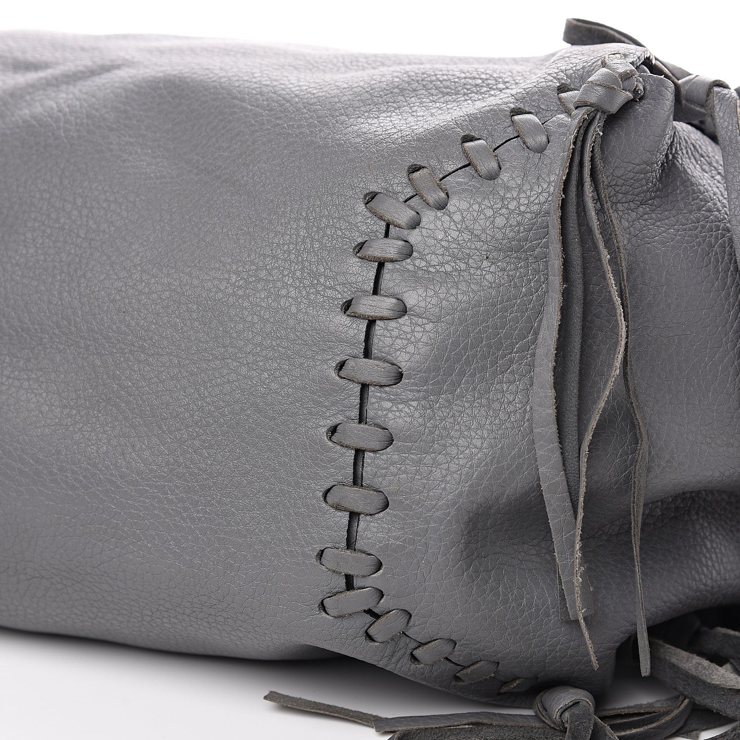 Valentino Garavani Grained Calfskin C-Rockee Fringe Tote Grey 10 of 15